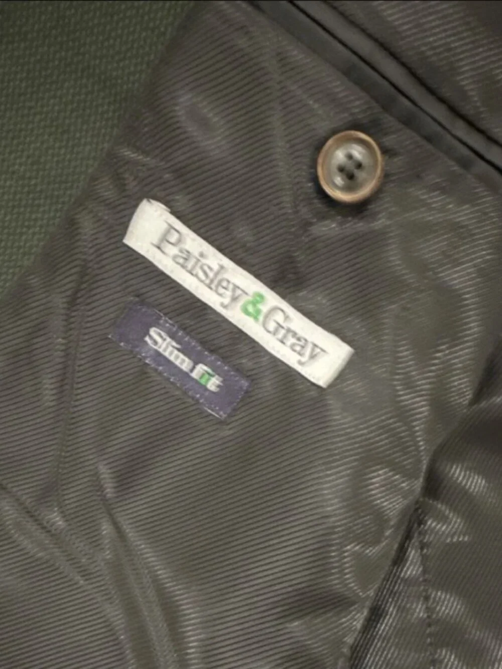Paisley & Gray Slim Fit Green Suit Jacket Single-Breasted Two-Button Size 42